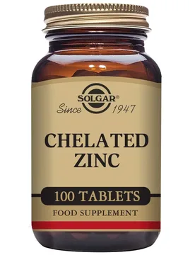 Comprimés Chelated Zinc 100 Unités - Solgar - FashionsVida