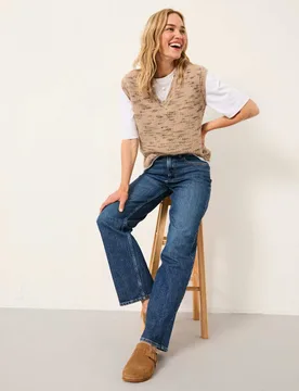 Mid Rise Straight Leg Jeans Blue Denim female - Fatface - FashionsVida