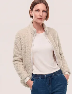 Jacke aus Teddyfleece, #normale Größen, Farbe Beige, 52, kuschelig weich pflegeleicht Damen - Walbusch - FashionsVida