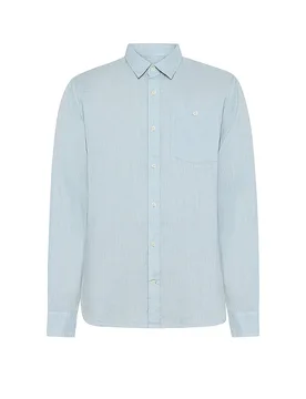 Camicia di lino azzurro S - Knowledge Cotton Apparel - FashionsVida
