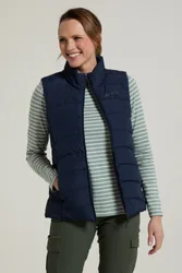 Opal' Womens Padded Gilet With Front Pockets Winter Warm Rain Coat Navy - Size 20 Uk