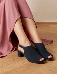 Suede Kitten Heel Pointed Court Shoes Navy female