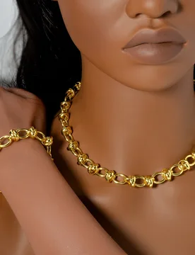 PC Fashion Men's Women's Necklace Bracelet Two-Piece Set Hollowed Out Circular Bow Geometric Chain Jewelry Set Banquet Gifts - Aliexpress - FashionsVida
