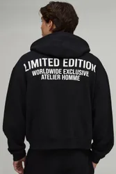 Herren Übergroßer Kastenförmiger Kapuzenpullover Mit Reißverschluss In Limitierter Auflage Black Größe Medium