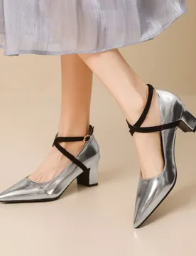 Slingback Women's Heels Pumps Shoes Big Size 45 Luxury Gold Silver Point toe Gold Silver Block Heeled Office Party Shoes Ladies - Aliexpress - FashionsVida