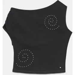 Top asimétrico de mujer con tachas