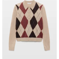 Jersey de mujer cuello polo con rombos de mujer