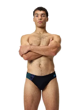 Tech Panel 7cm Swimming Brief Black / Cobalt Pop UK 30 Men - Speedo - FashionsVida