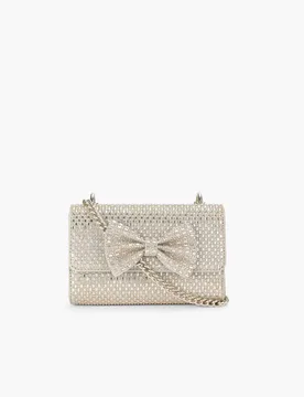 Embellished Bow Cross Body Bag Silver female - Kurt geiger - FashionsVida