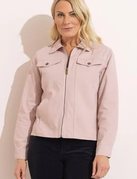 Women's Canvas Jacket in Pale Pink Size: 14 - Pale Pink - Size: 14 - Anna Rose - FashionsVida