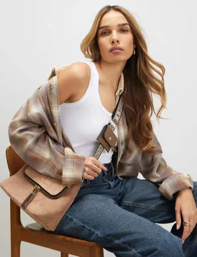 Faux Suede Cross Body Bag Beige female - River Island - FashionsVida