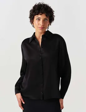 Satin Collared Blouse Black female - GHOST - FashionsVida