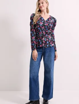 Women's Black Floral Button Detail Printed Peplum Blouse Size: 8 - Floral - Size: 8 - Dorothy perkins - FashionsVida
