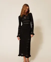 Robe longue en maille avec volants