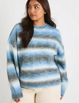Womens Plus Knit Crew Neck Jumper - Blue - Size Uk 24-26 (Womens) - Boohoo - FashionsVida