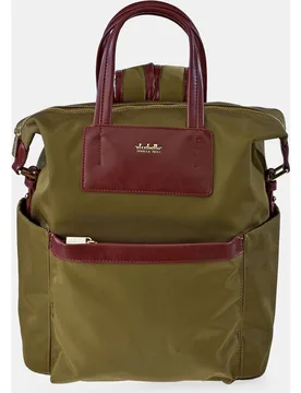 Mochila mujer en Nylon color burdeos y cuero - El Caballo - FashionsVida