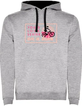 Felpa Con Cappuccio Sexier On A Bike Two-colour Heather Grey / Black - Kruskis - FashionsVida