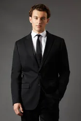 Men's Black Regular Fit Suit Jacket Size: 42R - Black - Size: 42R