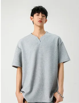 Summer Men's New Large-Sized Loose Short-Sleeved T-Shirt for Summer V-Neck Base Shirt - Aliexpress - FashionsVida