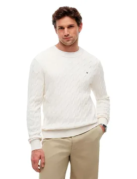 Maglione Classic Cable Ivory Petal / Carbon Navy 3XL - Tommy hilfiger - FashionsVida