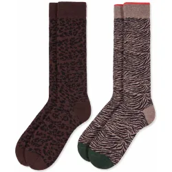 Pack 2 calcetines altos fantasía de algodón cálido para mujer