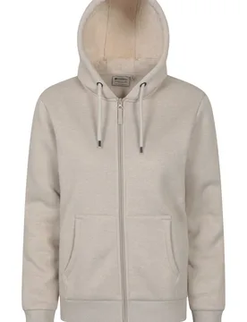 Women's 'Dalton' Full Zip Warm & Cosy Front Pockets Sherpa Lined Hoodie in Light Beige Size: 6 - Light Beige - Size: 6 - Mountain Warehouse - FashionsVida