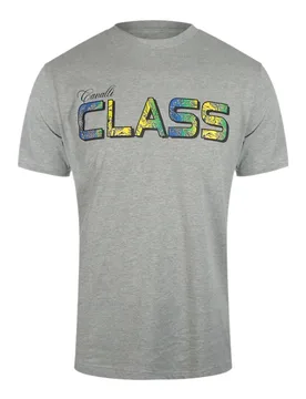 Mens Vibrant Floral Logo Grey T-Shirt Cotton - Size Medium - Cavalli Class - FashionsVida