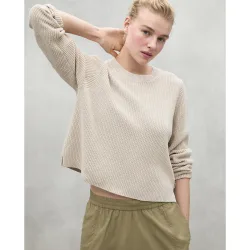 Jersey de mujer de manga larga y cuello canalé