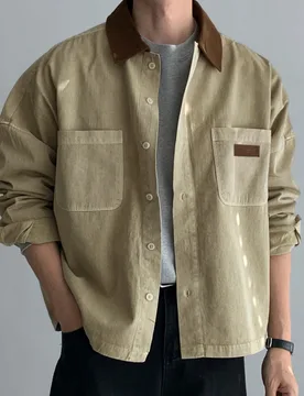 Chaqueta vaquera de hombre con cuello patchwork, color contrastante, lavada y desgastada, manga larga, para primavera/otoño XL - Shein - FashionsVida