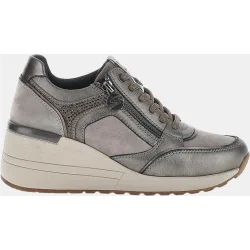 Zapato de mujer con cuña, cordones y cremallera
