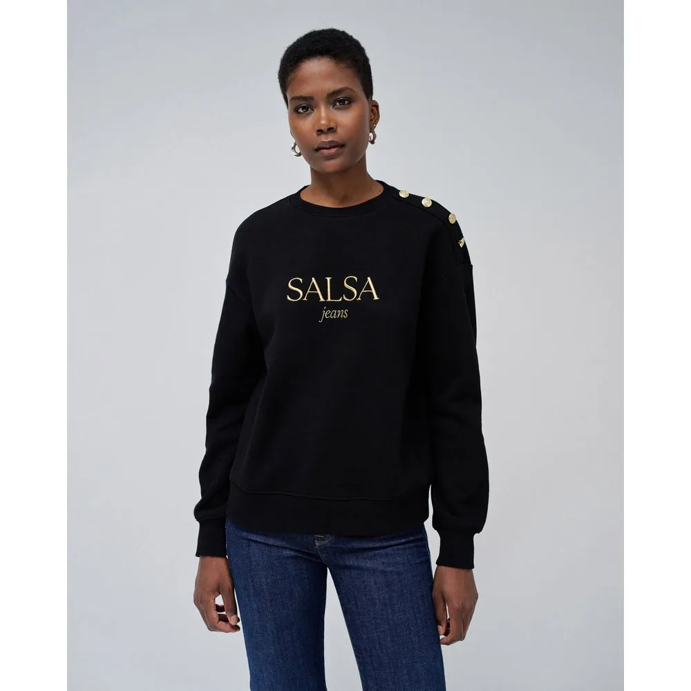Sudadera de mujer con logo y botones decorativos - Salsa Jeans - FashionsVida