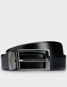 Hugo Elvio Mens Reversible Leather Belt With Branded Keeper - Black - Size 36 Inches - Hugo Boss - FashionsVida