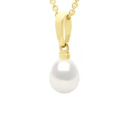 Pendant Genuine Freshwater Cultured Pearls Pear-Shaped 6-7 Mm — Vermeil (Gold-Plated Sterling Silver) - White