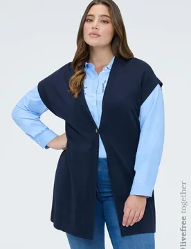 Chaleco de mujer largo en mezcla de viscosa ajuste oversize - Fiorella Rubino - FashionsVida