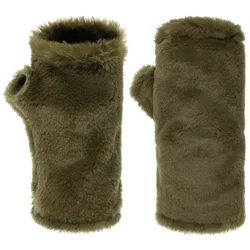 Faux Fur Wrist Warmers by - green - Damen - Size: One Size