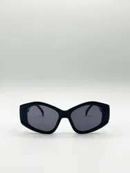 Women's Angular Cat-Eye Sunglasses in Black - Black - Size: One Size