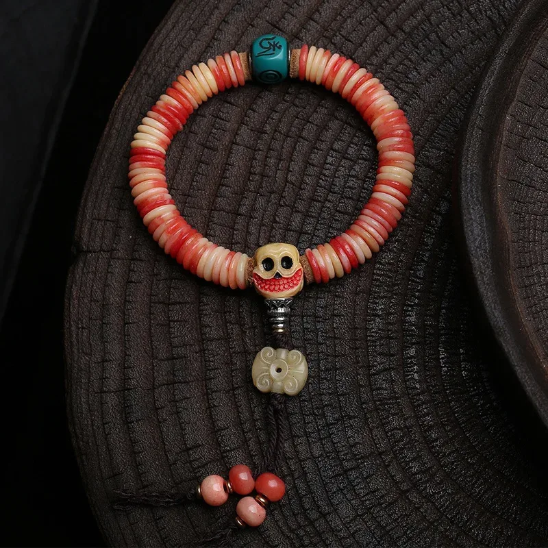 Natural half-blood camel bone pill beads spacer strings single loop reflux bone carving a dummy tee accessories - Aliexpress - FashionsVida