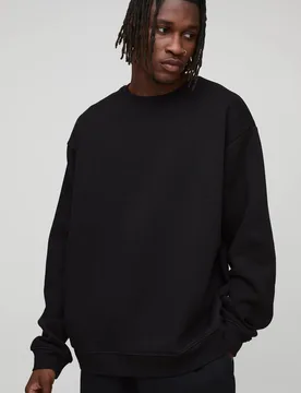 Herren Tall Basic Oversized Rundhals-Sweatshirt Black Größe Medium - boohooMAN - FashionsVida
