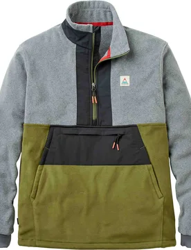 Polaire recyclée à col zippé - Woodland 2.0 Hoodless 1/2 Zip Recycled Polar Fleece Grey Marl Khaki - Taille M - Gris - Passenger - FashionsVida