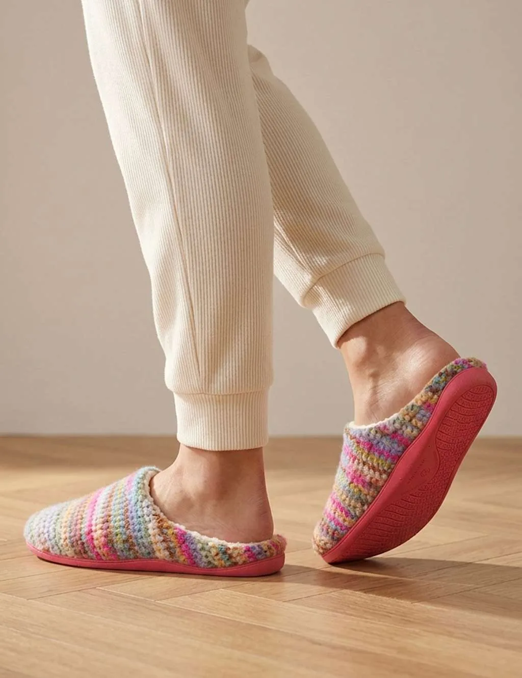 Striped Mule Slippers Pink female - Jones Bootmaker - FashionsVida
