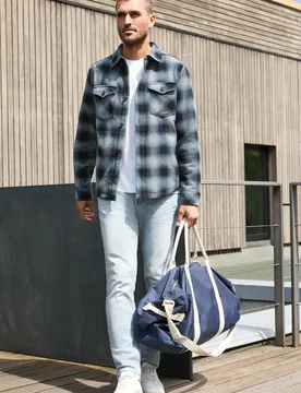 Street One Kariertes Overshirt mit Brusttaschen male Blau - Street One MEN - FashionsVida
