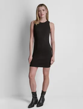 Vestido corto de punto sin mangas con cuello redondo - DKNY Jeans - FashionsVida