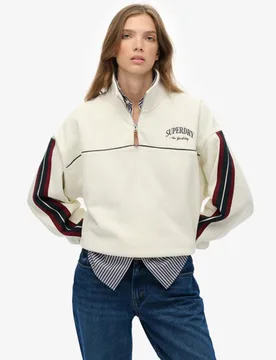 Superdry Damen Country Club Tape Henley-pullover White - Größe: 44 - 79.99 - FashionsVida