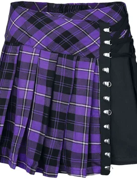 Gothic Kurzer Rock - Hybrid Skirt - XS bis 4XL - für Damen - Größe XL - lila/schwarz - Frauen - female - Chemical Black - FashionsVida