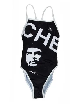 Che Gevara Thin Strap Swimsuit Black / White 7-8 Years Girls - TURBO - FashionsVida