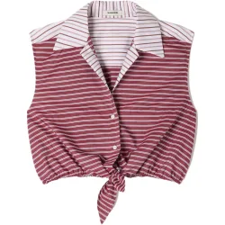 Camisa de mujer corta sin mangas a rayas 100% algodón