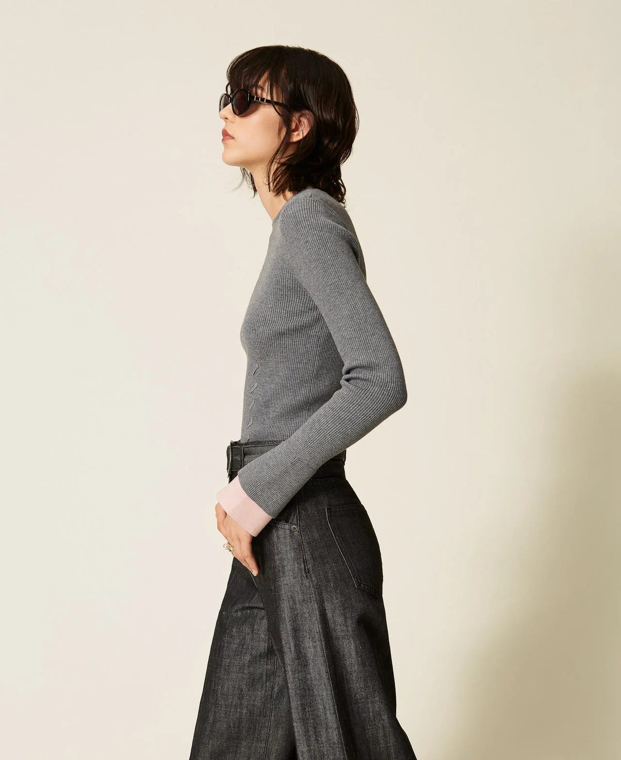 Pull col montant avec détails contrastés - Actitude by Twinset - FashionsVida