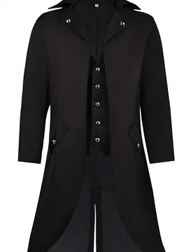 Frac negro gótico, hebilla de metal vintage larga, chaqueta estilo steampunk victoriano, disfraz de vampiro para Halloween, atuendo de actuación en - Shein - FashionsVida