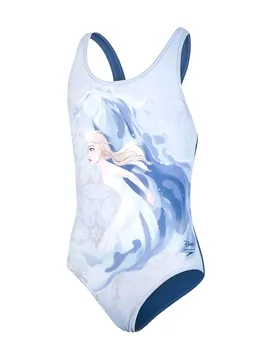Disney Frozen 2 Elsa Girls Swimsuit - Blue Nylon - Size 9-10y - Speedo - FashionsVida