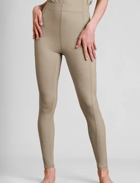 Women's High Waisted Pocket Active Leggings Pants in Nude Size: 14 - Nude - Size: 14 - Enorsia - FashionsVida